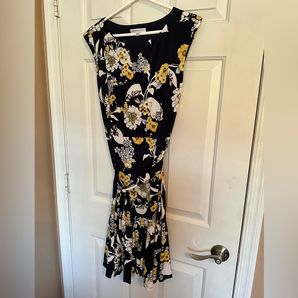 Black dress with flowers. Size 12